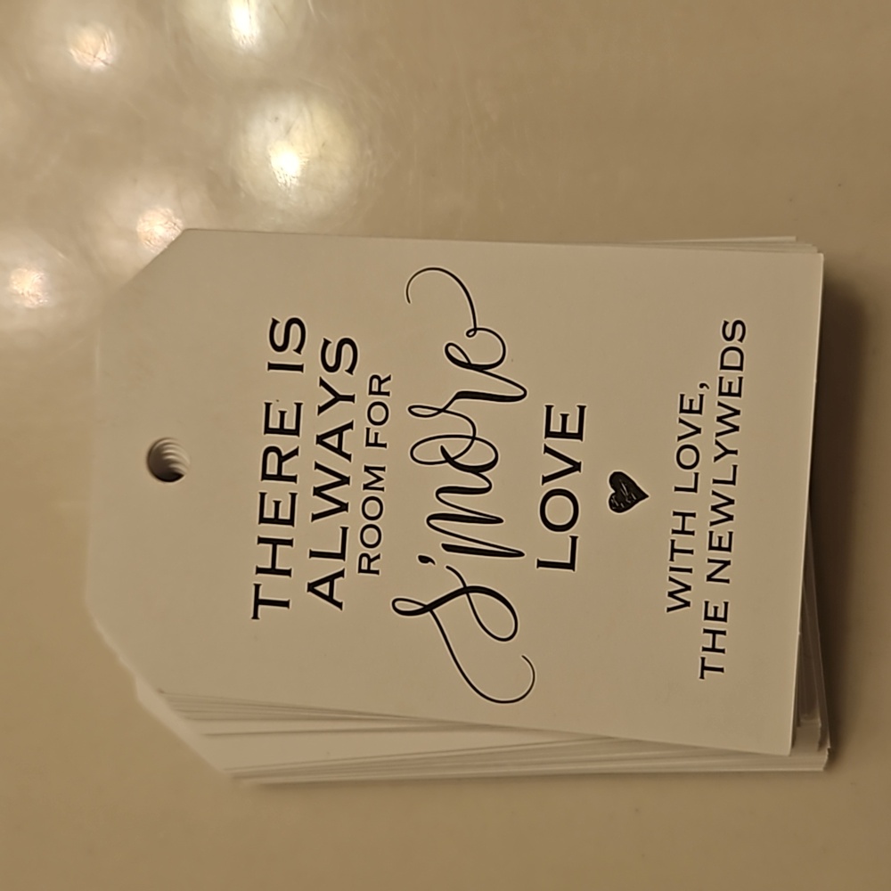 Wedding favor tags "There Is Always Room For S'more Love"